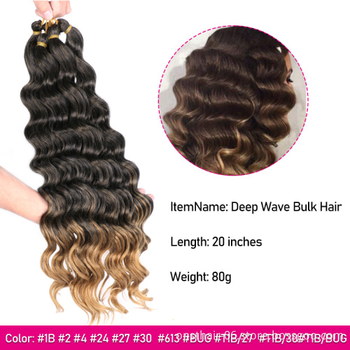 Deep Wave Crochet Braids Hair High Temperature Synthetic Braiding Hair Brown Red Color Bulk Braids Hair Extensions